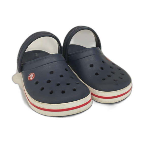 Adult Unisex Navy Crocs Clogs with White & Red Accents on Sole Size 6W / 4M - Picture 14 of 15